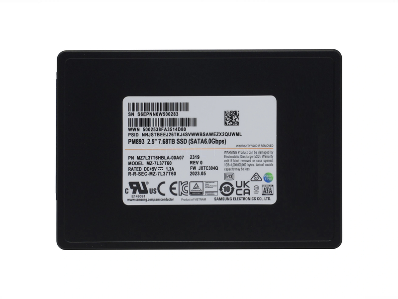 SSD-накопитель Samsung PM893 7.68TB 2.5" 6Gb/s [MZ7L37T6HBLA-00W07]