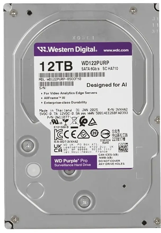 Жесткий диск WD Purple Pro 12TB 3.5" SATA 6GB/s [WD122PURP]