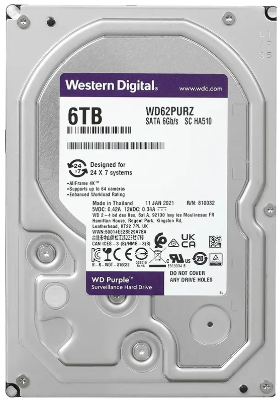 Жесткий диск WD Purple 6TB 3.5" SATA 6GB/s [WD62PURZ]