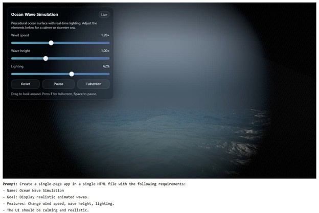 Интерфейс приложения, сгенерированный GPT-5.2