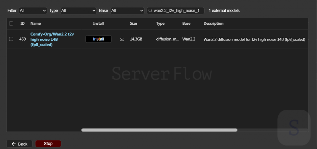 Поиск модели в ComfyUI Manager