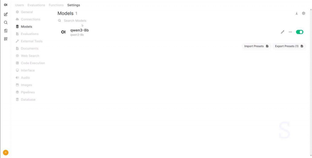 Модель Qwen3-8B в OpenWebUI