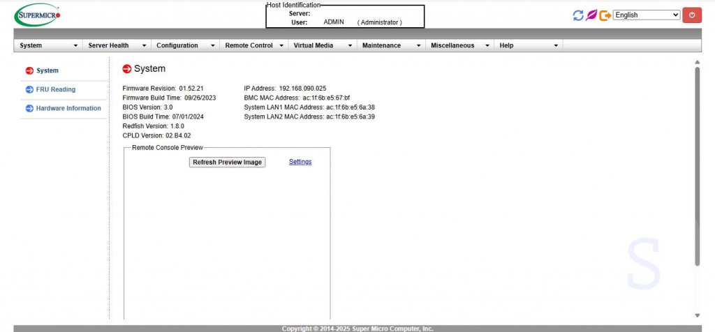 Информация о системе в IPMI