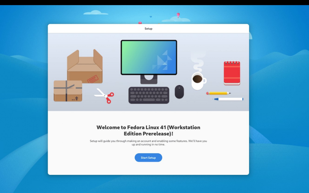 Экран настройки Fedora Linux 41 Workstation