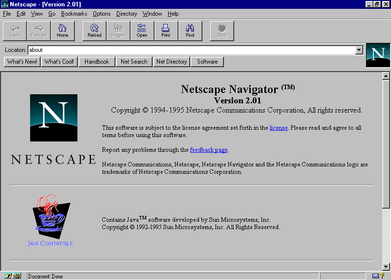 Стартовая страница браузера Netscape Navigator