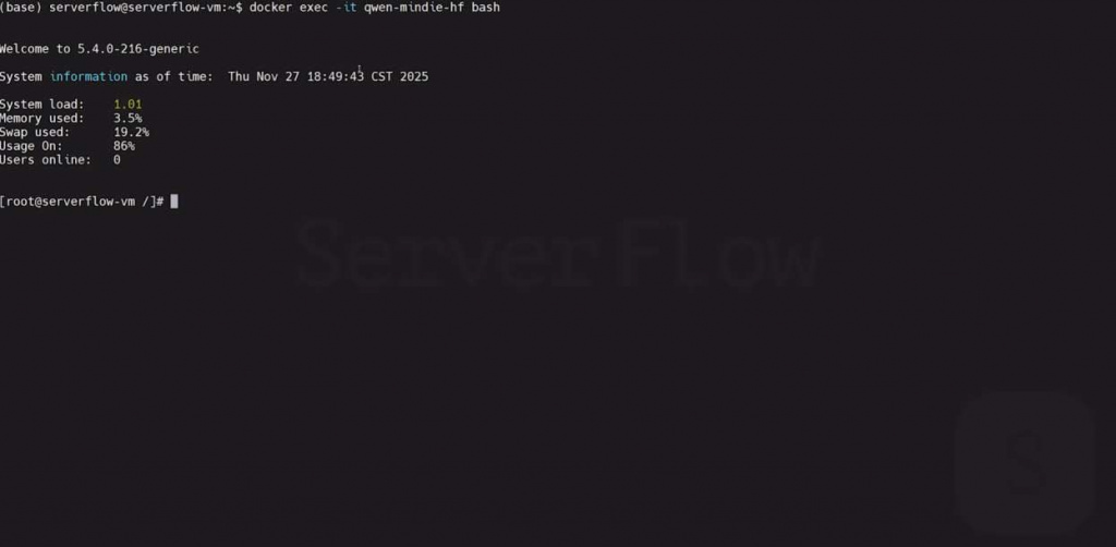 Вход в контейнер для Huawei MindIE для инференса ИИ на Huawei Atlas 300 Duo