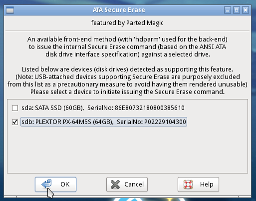 Настройка ATA Secure Erase