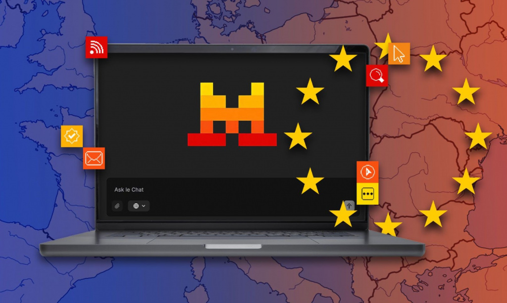 Ноутбук с логотипом Mistral AI