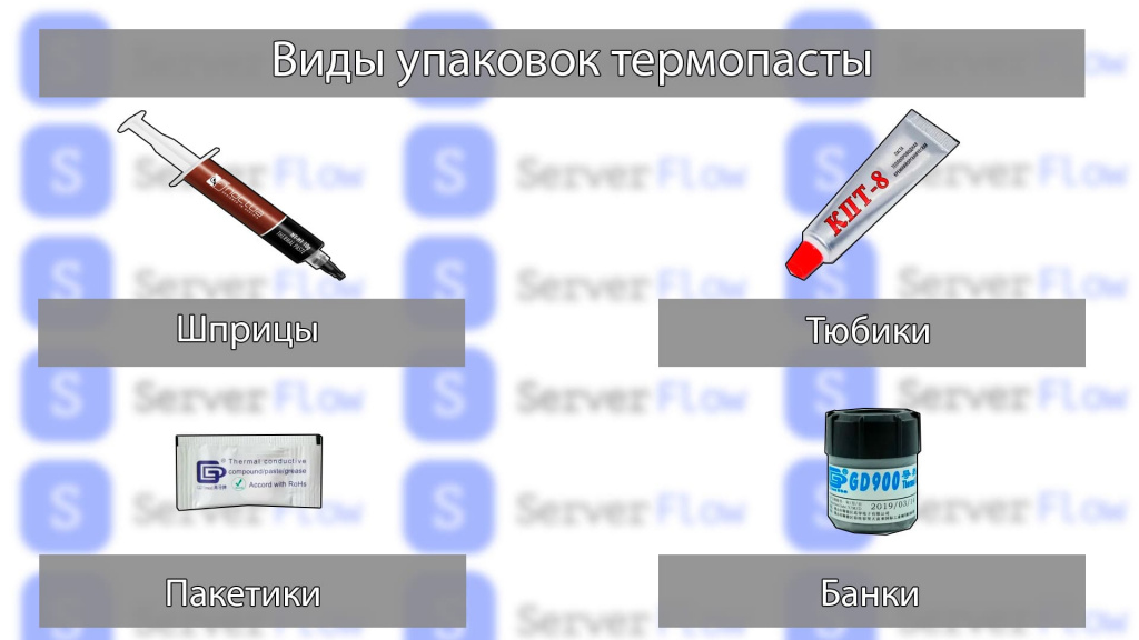 Виды упаковок термопасты