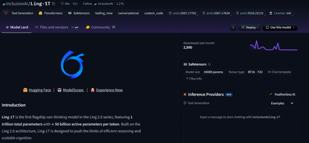ИИ-модель Ling-1T с 1 триллионом параметров
