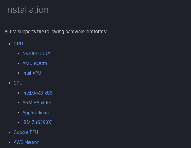 Список процессоров, совместимых с vLLM
