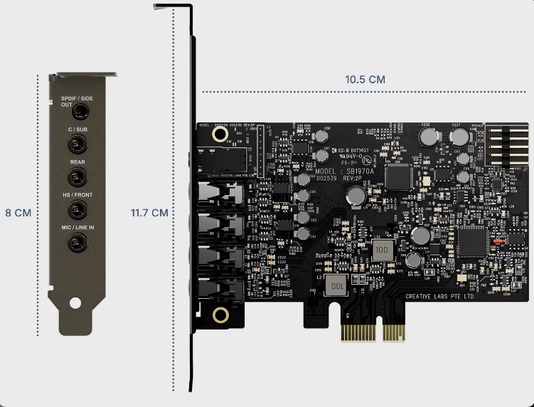 Габариты звуковой карты Creative Audigy FX Pro