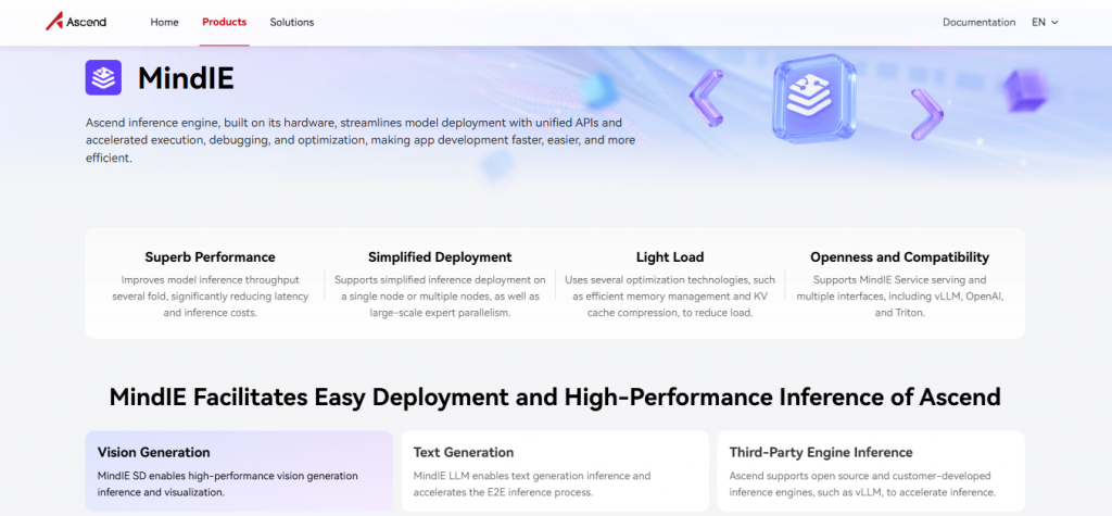 Страница движка инференса Huawei MindIE