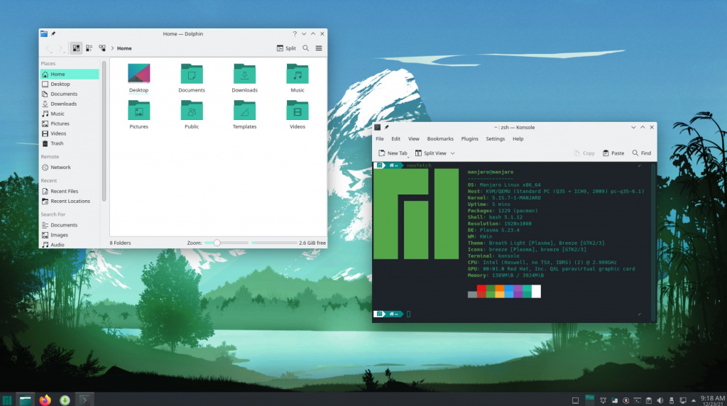 Рабочий стол Manjaro ARM