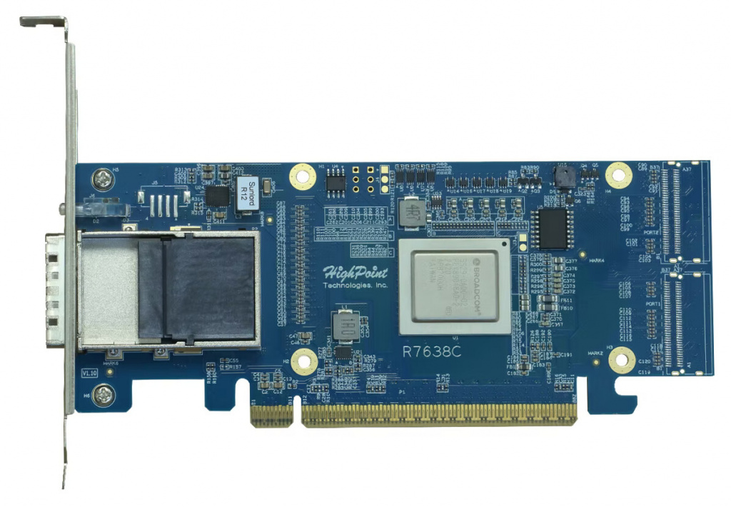 HighPoint Rocket 7634D на базе чипа Broadcom 89048 PCIe Gen 5
