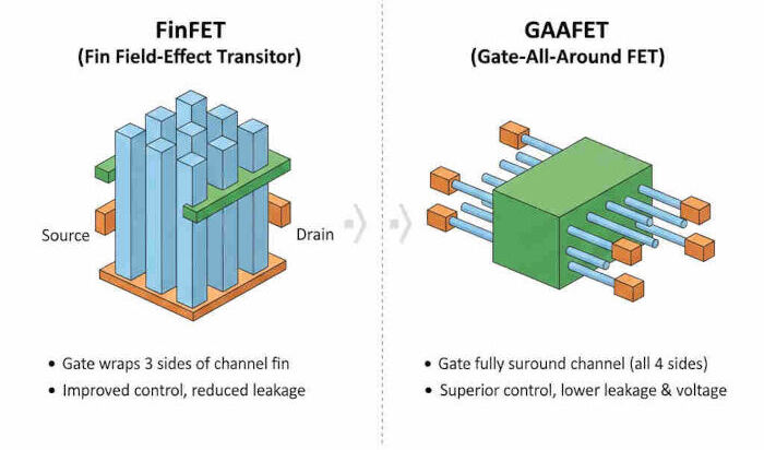 Сравнение архитектур FinFET и GAAFET