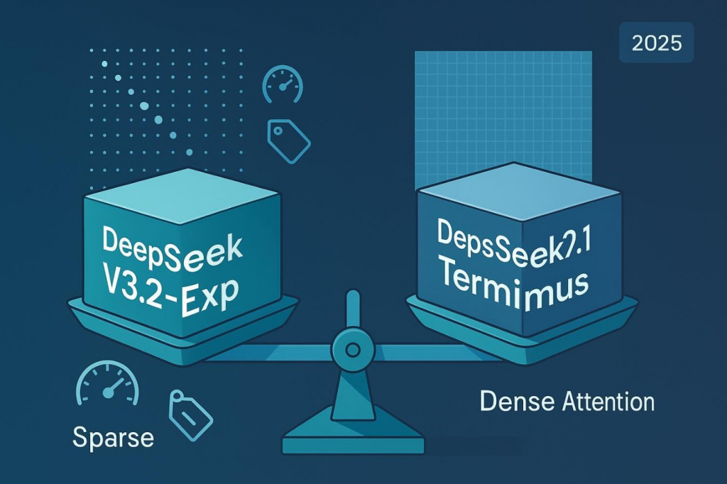 Сравнение DeepSeek: V3.2‑Exp с разреженным вниманием и Terminus 2.1 с плотным вниманием
