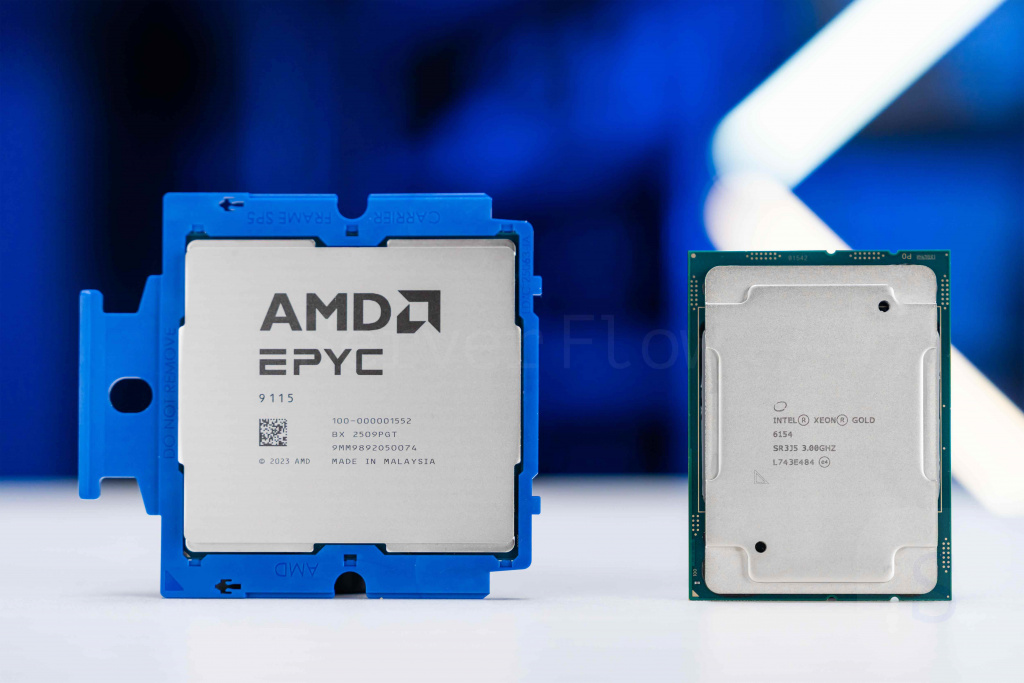 AMD EPYC 9115 и Intel Xeon Gold 6154 для ИИ-сервера