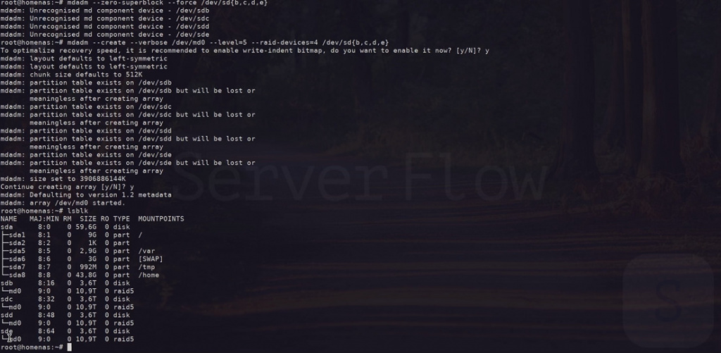 Процесс создания RAID-массива