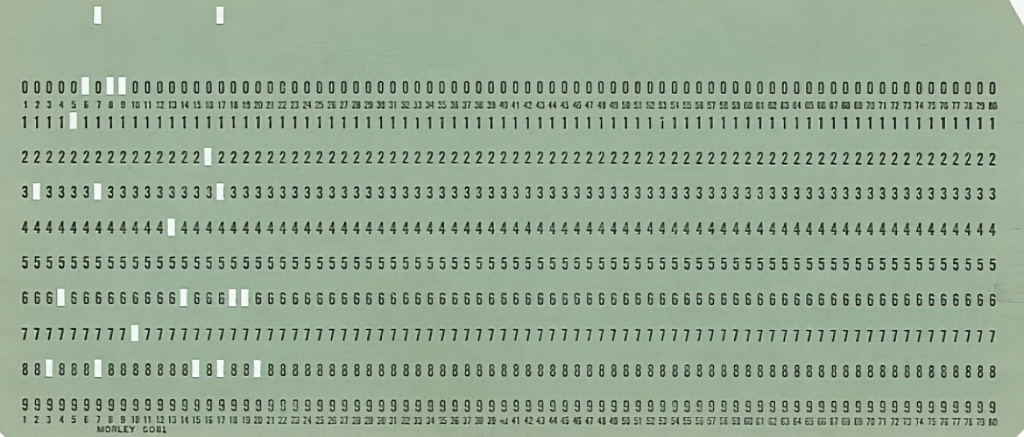 Перфокарта, носитель данных, использовавшийся в ЭВМ XX века