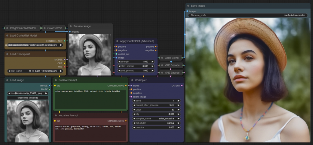 Цветокоррекция через ComfyUI