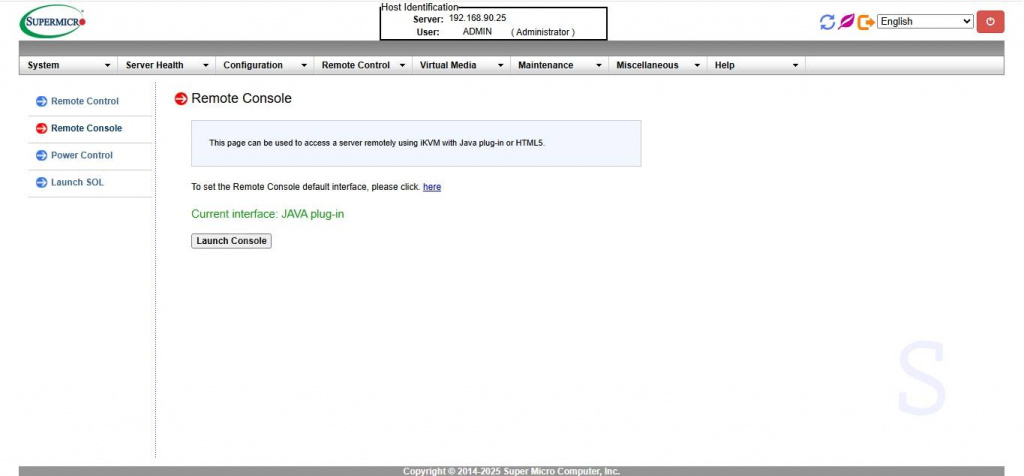 Консоль управления сервером через iKVM