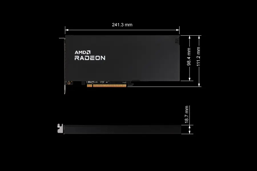 Габариты AMD Radeon AI PRO R9600D от PowerColor