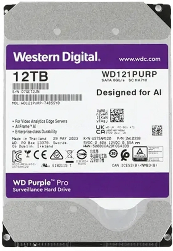 Жесткий диск WD Purple Pro 12TB 3.5" SATA 6GB/s [WD121PURP]