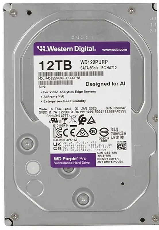 Жесткий диск WD Purple Pro 12TB 3.5" SATA 6GB/s [WD122PURP]