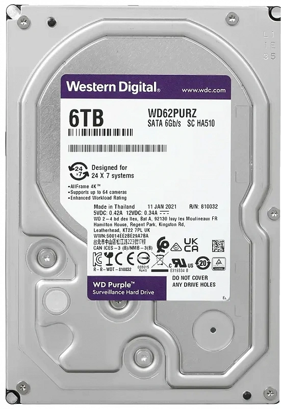 Жесткий диск WD Purple 6TB 3.5" SATA 6GB/s [WD62PURZ]