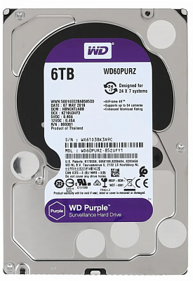 Жесткий диск WD Purple 6TB 3.5" SATA 6GB/s [WD60PURZ]
