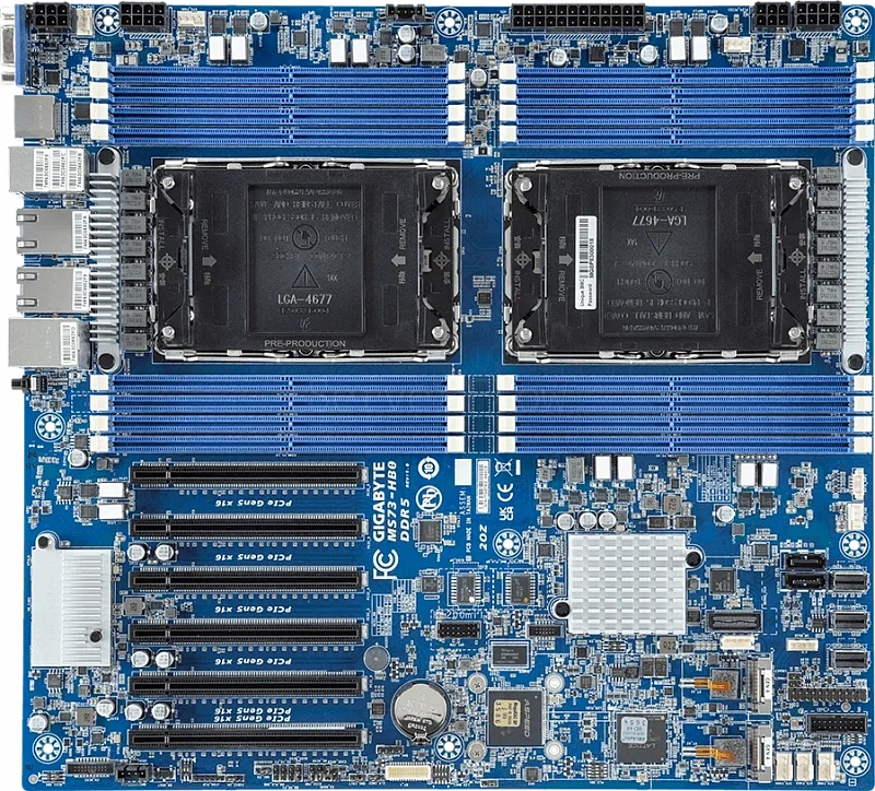 Материнская плата Gigabyte MS73-HB0 Rev 1.x/3.x (E-ATX, 2x LGA4677, 16 DIMM)