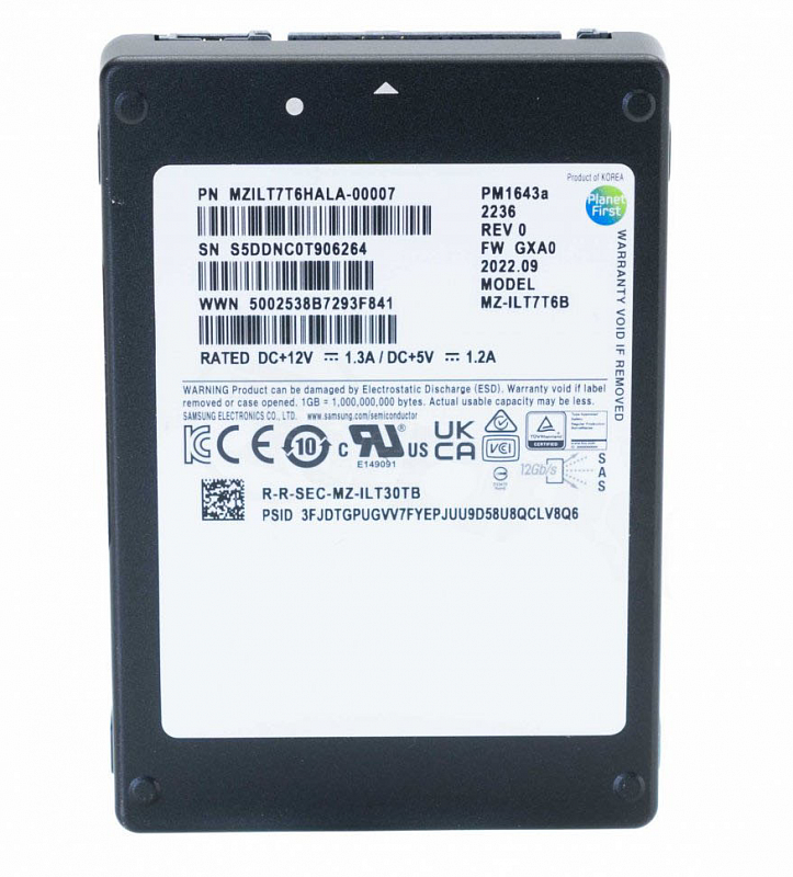 SSD-накопитель Samsung PM1643a SAS 12G 7.68TB [MZILT7T6HALA-00007]