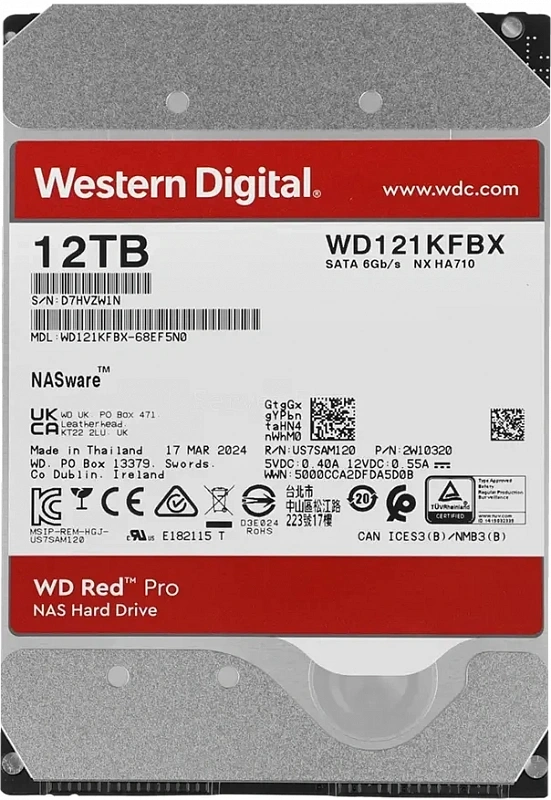 Жесткий диск WD Red Pro 12TB 3.5" SATA 6GB/s [WD121KFBX]