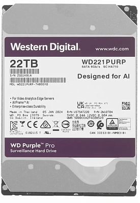 Жесткий диск WD Purple Pro 22TB 3.5" SATA 6GB/s [WD221PURP]