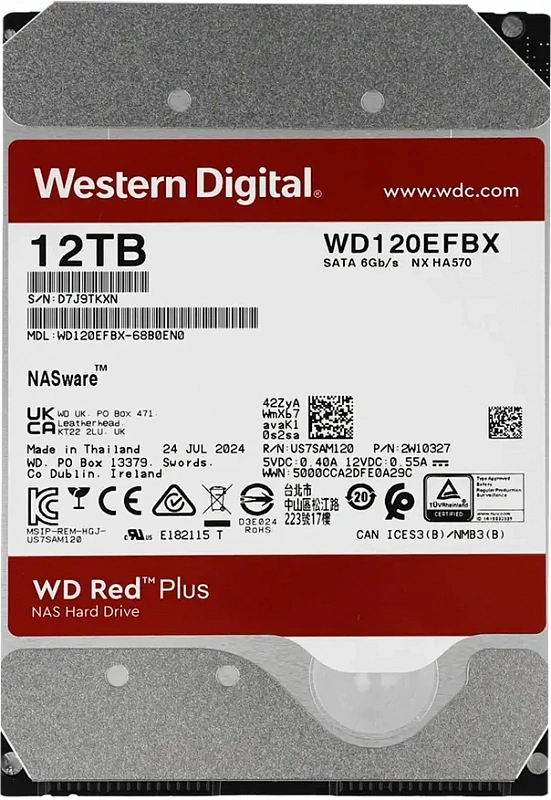 Жесткий диск WD Red Plus 12TB 3.5" SATA 6GB/s [WD120EFBX]