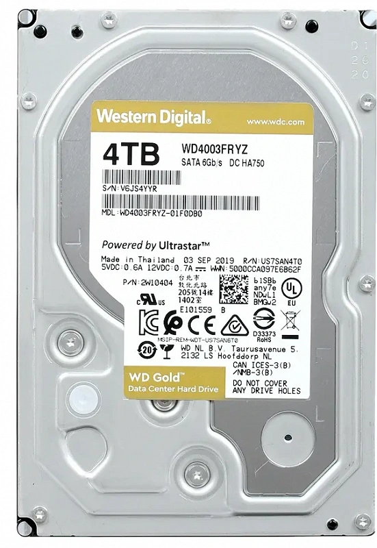 Жесткий диск WD Gold Enterprise 4TB 3.5" SATA 6GB/s [WD4003FRYZ]