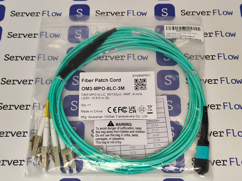 Оптический патчкорд 1SFPcom OM3 MPO-8LC 3 m