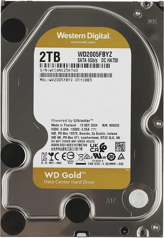 Жесткий диск WD Gold Enterprise 2TB 3.5" SATA 6GB/s [WD2005FBYZ]