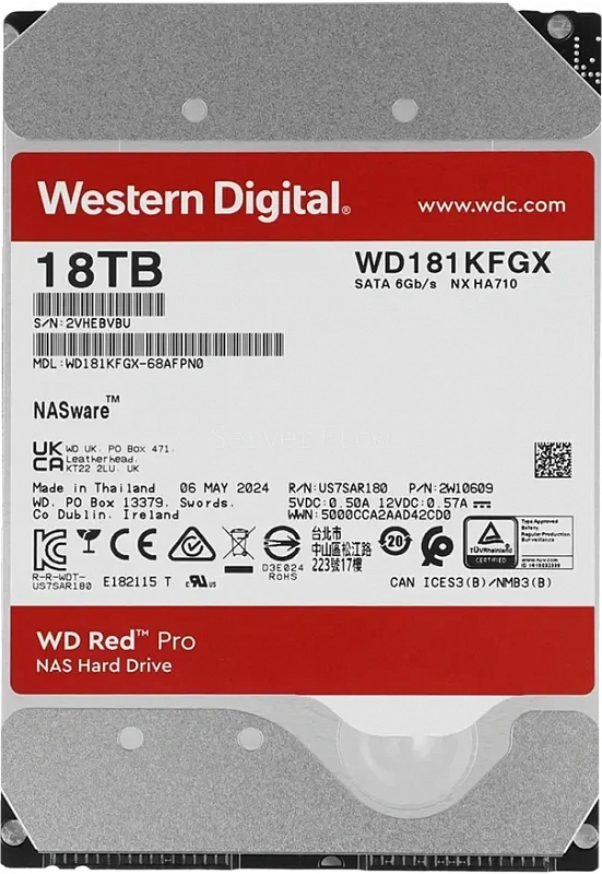 Жесткий диск WD Red Pro 18TB 3.5" SATA 6GB/s [WD181KFGX]