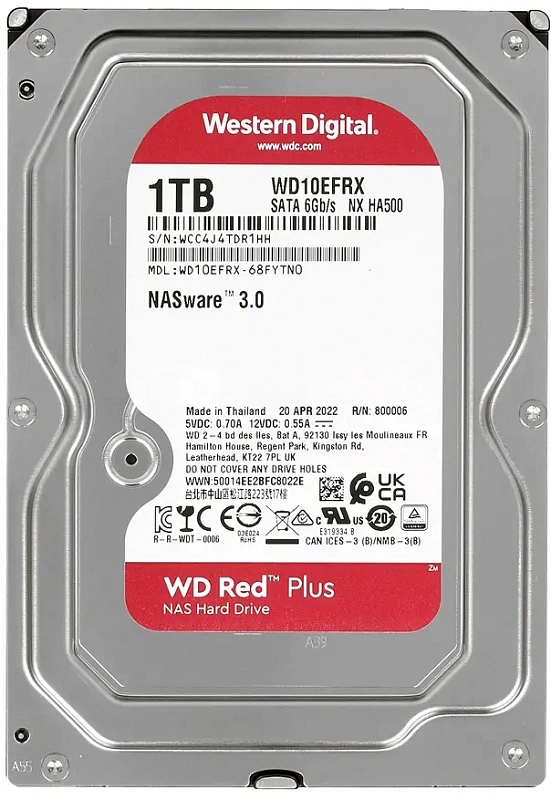Жесткий диск WD Red Plus 1TB 3.5" SATA 6GB/s [WD10EFRX]