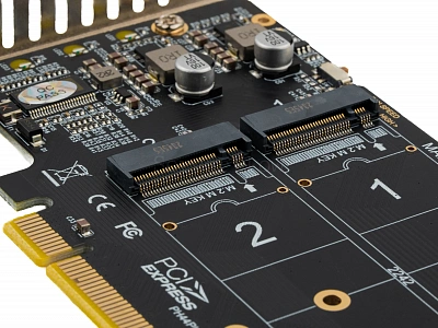 Переходник PCIe 4.0 x16, 4x M.2 (Low profile, NGFF 22110)