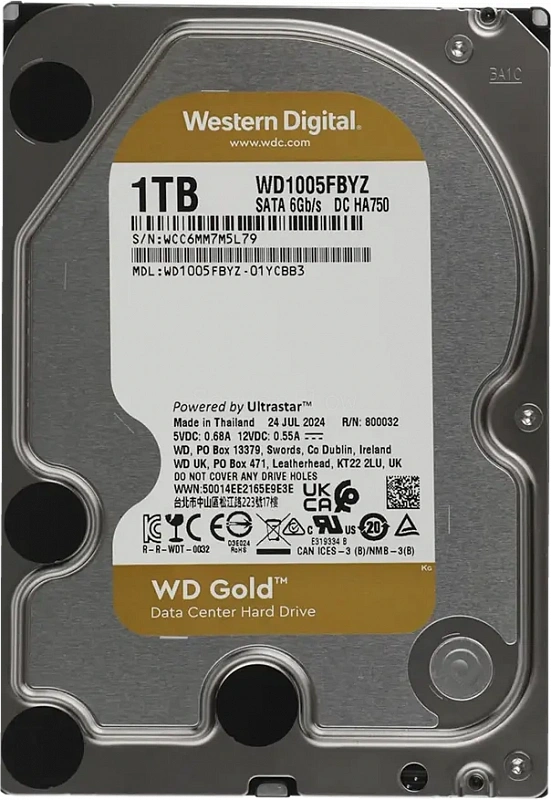 Жесткий диск WD Gold Enterprise 1TB 3.5" SATA 6GB/s [WD1005FBYZ]