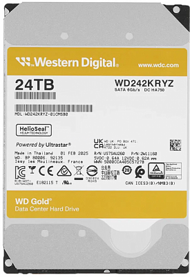 Жесткий диск WD Gold Enterprise 24TB 3.5" SATA 6GB/s [WD242KRYZ]