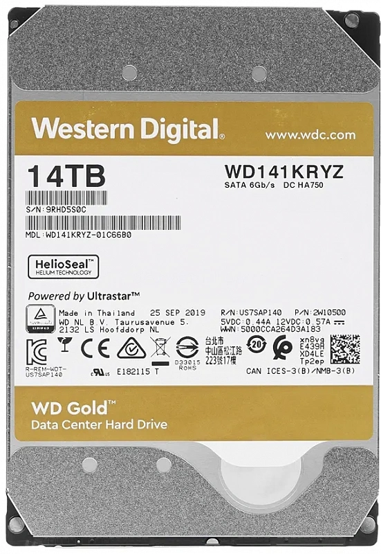 Жесткий диск WD Gold Enterprise 14TB 3.5" SATA 6GB/s [WD141KRYZ]