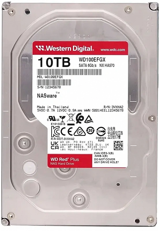 Жесткий диск WD Red Plus 10TB 3.5" SATA 6GB/s [WD100EFGX]