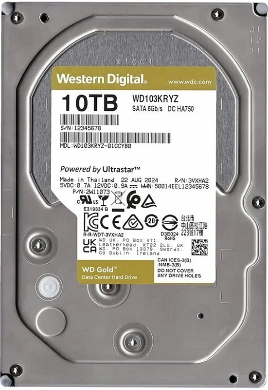 Жесткий диск WD Gold Enterprise 10TB 3.5" SATA 6GB/s [WD103KRYZ]