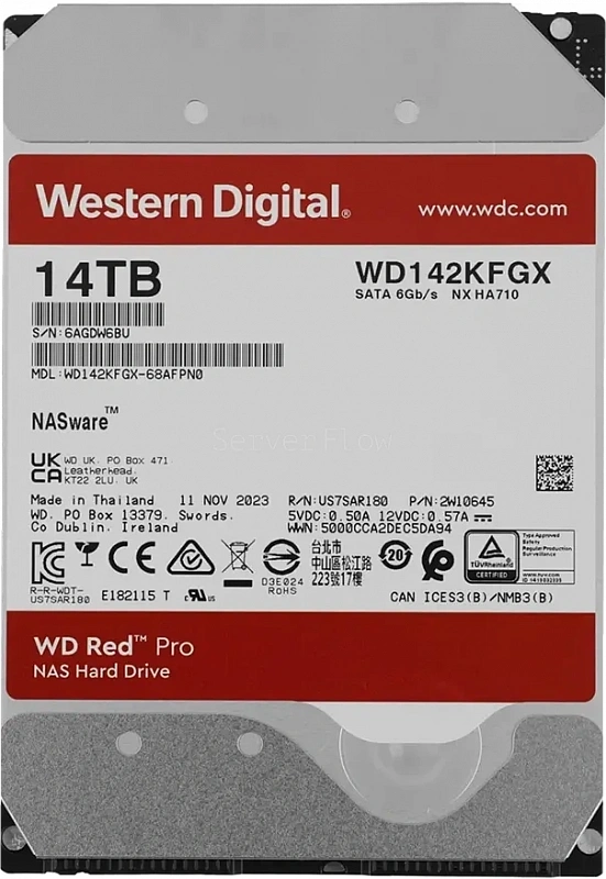 Жесткий диск WD Red Pro 14TB 3.5" SATA 6GB/s [WD142KFGX]