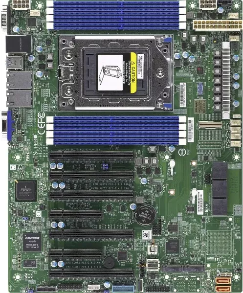 Материнская плата Supermicro H12SSL-i(ATX, 1x CPU 7002/7003, 8DIMM, 5x PCI-E x16, 2x M2, 2x 1GBe RJ45, 2x NVMe SlimSAS x8, IPMI 2.0) 