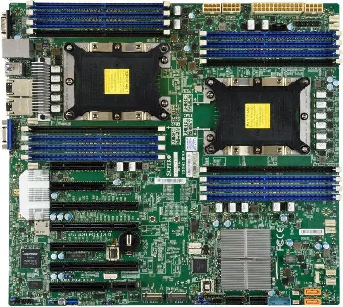 Материнская плата Supermicro X11DPH-i (EATX, 2х CPU 2rd, 16DIMM, 3x PCI-E x16, 2x M2, 2x 1GBe RJ45, 10x SATA3, IPMI 2.0, C621)